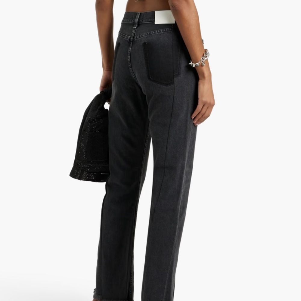 EB denim black slit hem jeans